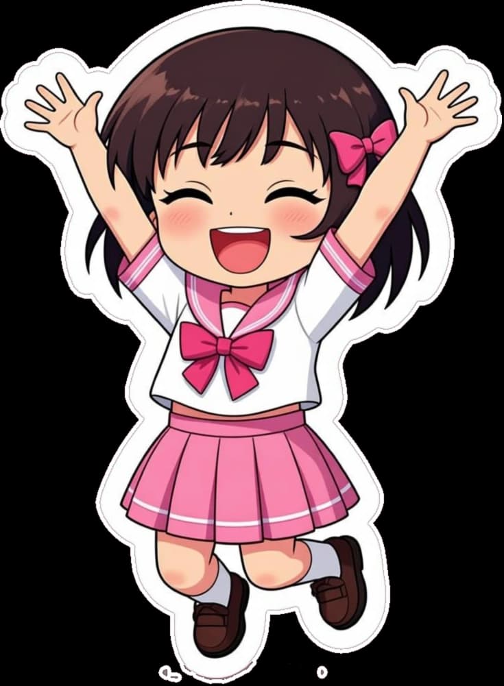 Hana mascot cheering with joy