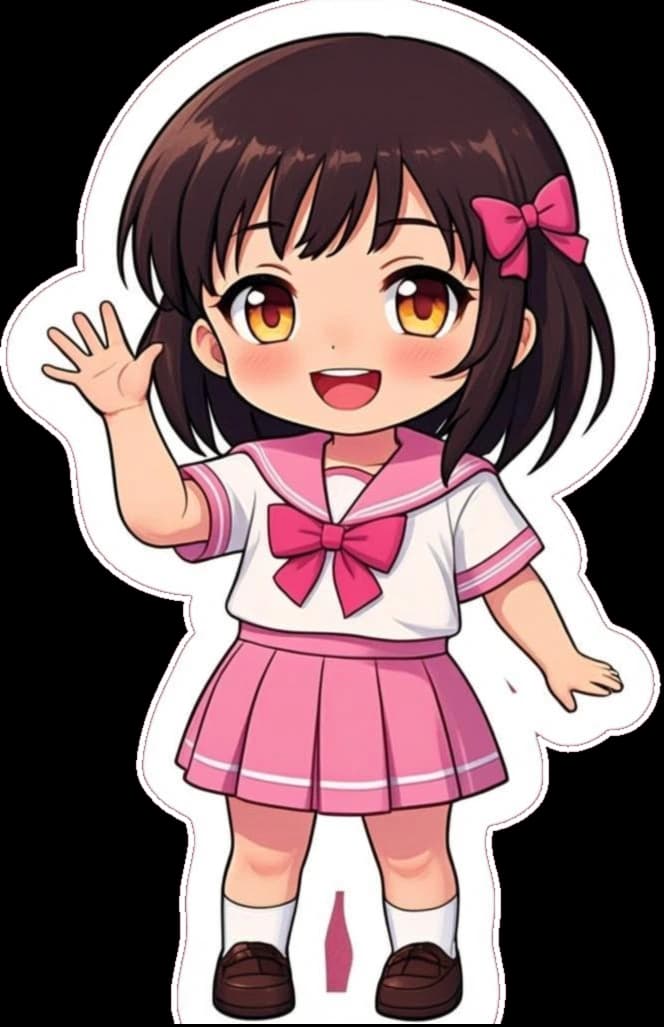 Hana mascot waving hello with a bright smile